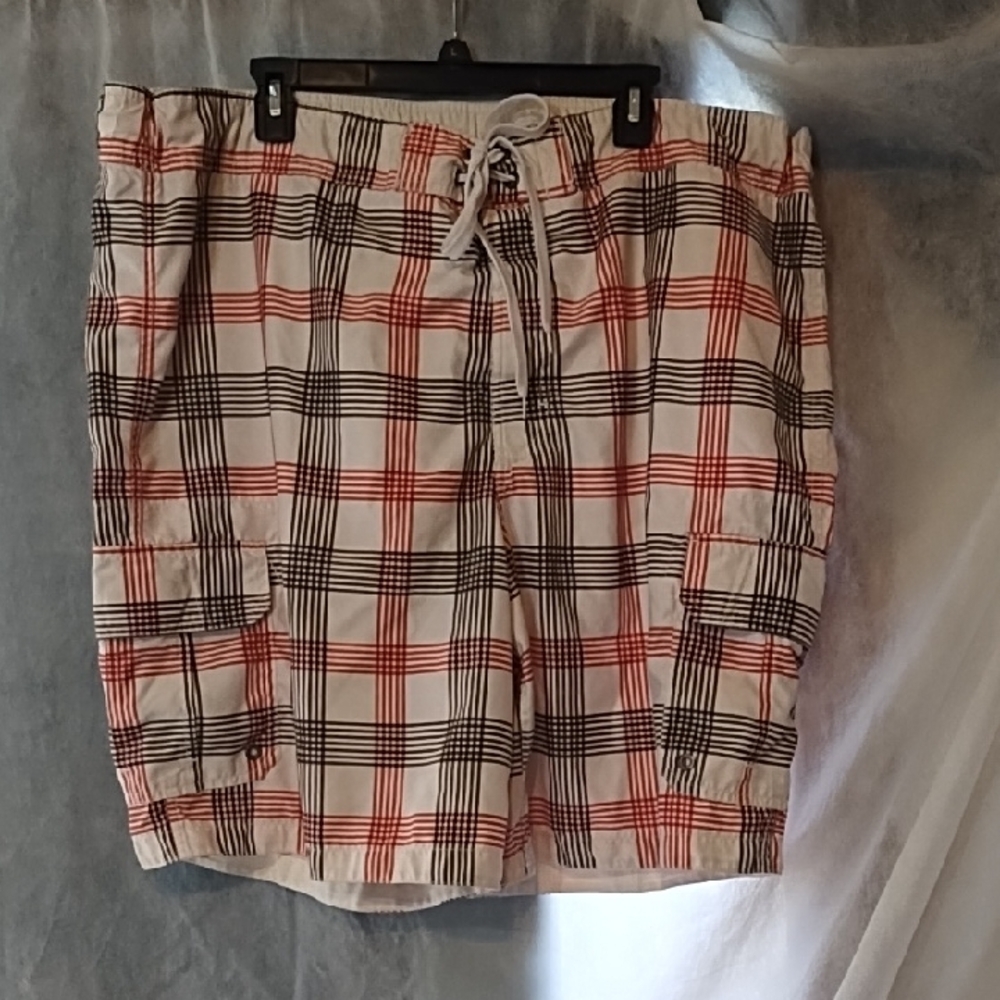 Merona Red and Black Plaid Swim Shorts